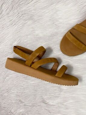 Madewell Puff Maggie Sandals Toffee Tan Platform Slip On Open Toe Minimalist 10